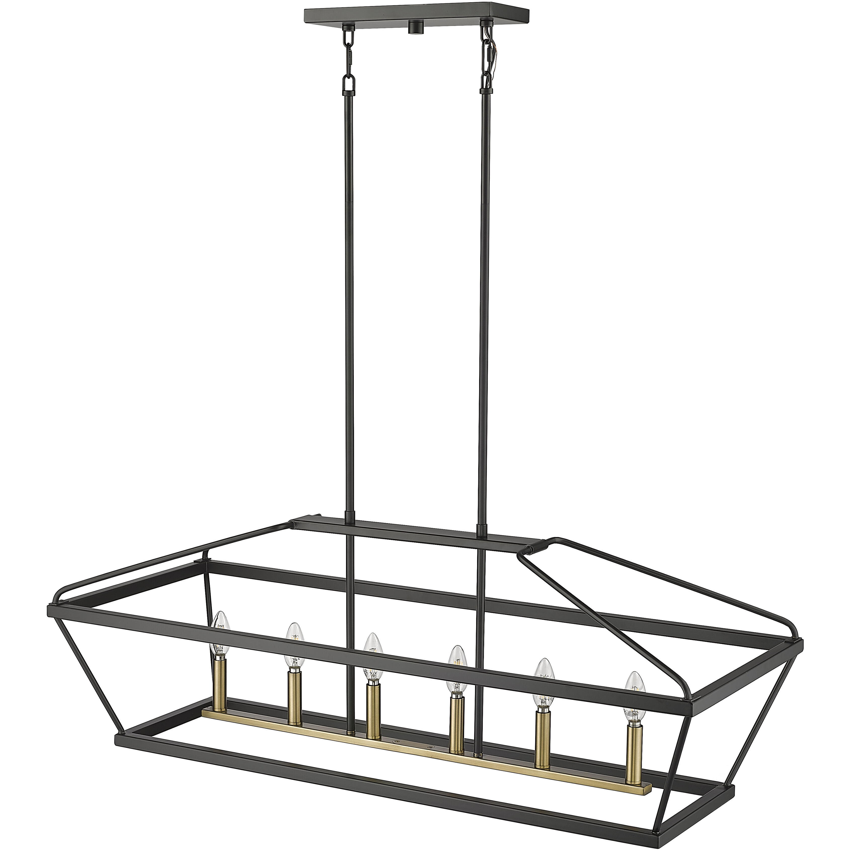 Surrey 6 Light 42 inch Matte Black/Vintage Brass Linear Chandelier Ceiling Light